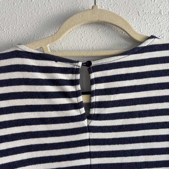Zara Trafaluc Blue + White Striped Knit Cropped Bell Sleeve Sweater Mini Dress - Picture 5 of 5